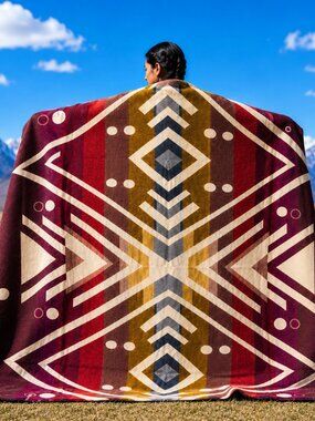 Handwoven Queen Alpaca Blanket | Native American Western Southwestern Home Decor